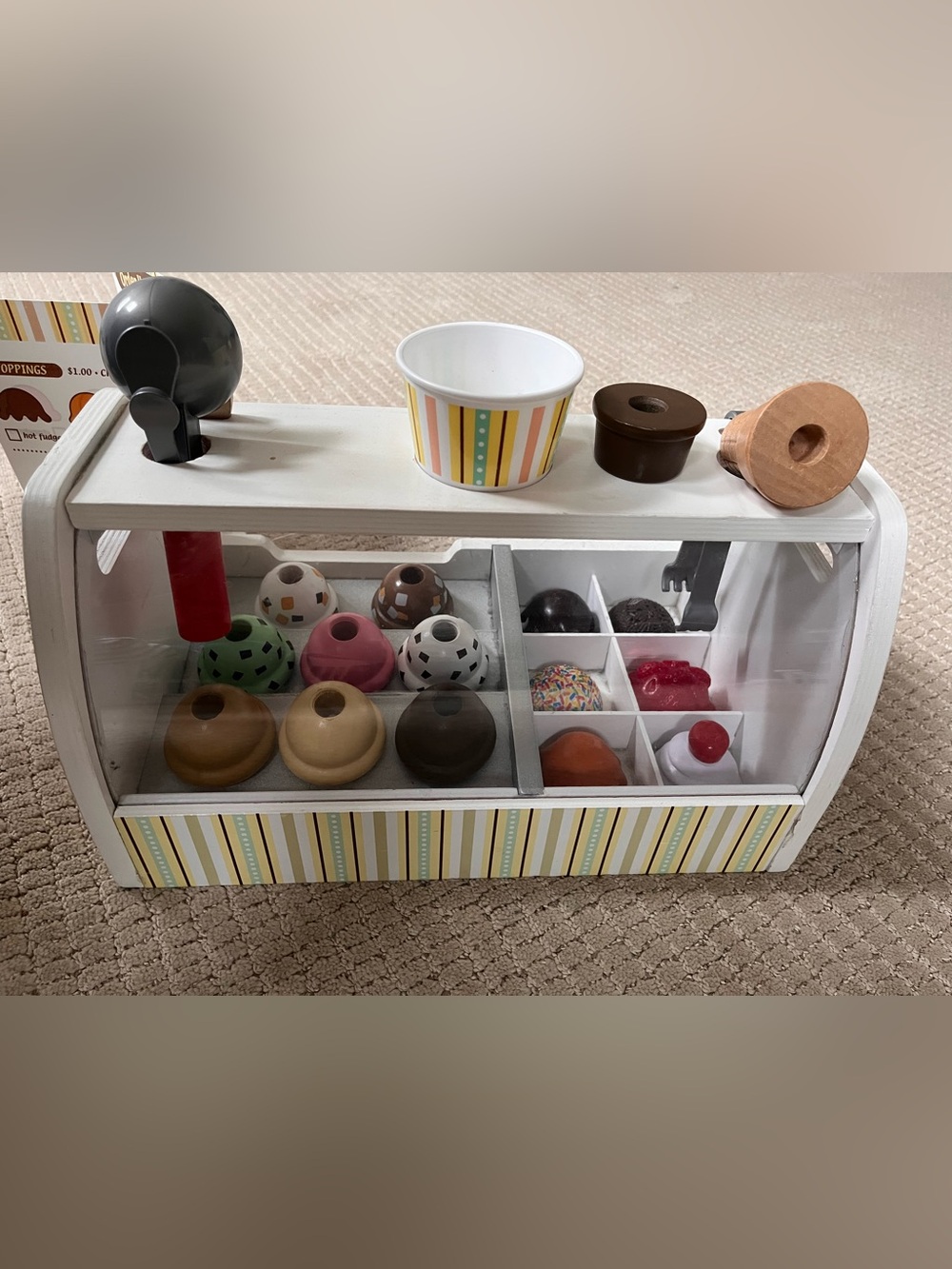Melissa & Doug Wooden Ice Cream Scoop Playset with Colorful Toppings - Picture 2 of 2